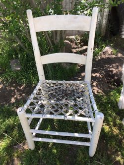 Antique wood chair leather seat
