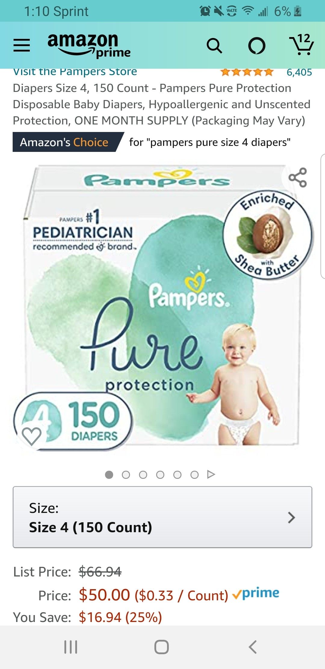 Diapers Size 4, 150 Count - Pampers Pure Protection Disposable Baby Diapers, Hypoallergenic and Unscented Protection, ONE MONTH SUPPLY