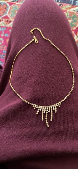 Gold colored with rhinestones choker necklace
