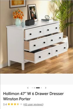 6 Drawer Dresser- White