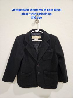 vintage basic elements 5t boys black blazer with satin lining