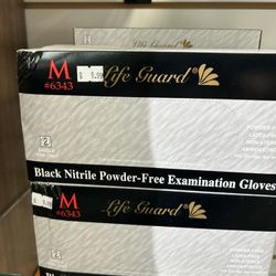 Medium Black Nitrile Gloves 100 Count Tear Resistant 
