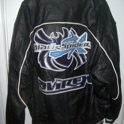 AVIREX SUPERCROSS MOTO BLACK SPIDER LEATHER BOMBER JACKET (XXXL/3XL)