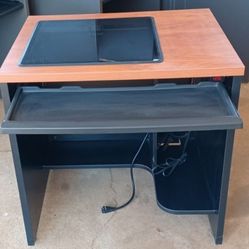 Wood Module Desk With Glass Top 