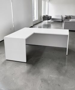 Modern L-Shaped Desk with White Return – Custom Sizes Available | $450