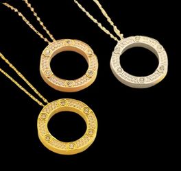 Fancy Inlaid Round Zirconia Pendant Necklace