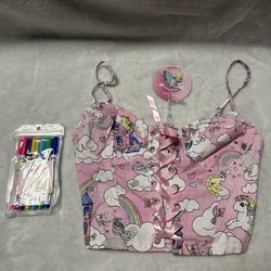 Dollskill graphic cropped front ribbon lace up Corset Top small w/ markers