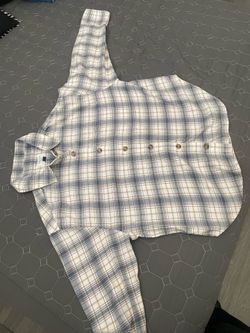 American Eagle Washed Blue button up flannel