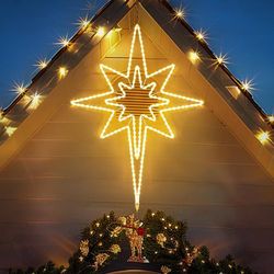 27.56'' x23.62'' Star of Bethlehem, 147 LEDs Bright Waterproof Warm White LED Bethlehem Light, Plug in Motif Christmas Light Outdoor for Home Wall Nat
