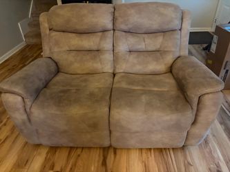 Tan Microfiber Reclining Loveseat