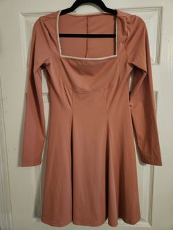 Long Sleeve Women's Dusty Rose Spandex Dress Size S