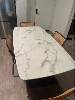 Marble dining table and 4 dining room chairs