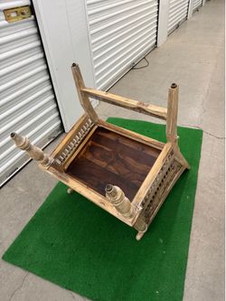 Maharaja Sandblasted  Wood Hand-Carved Arm Chair