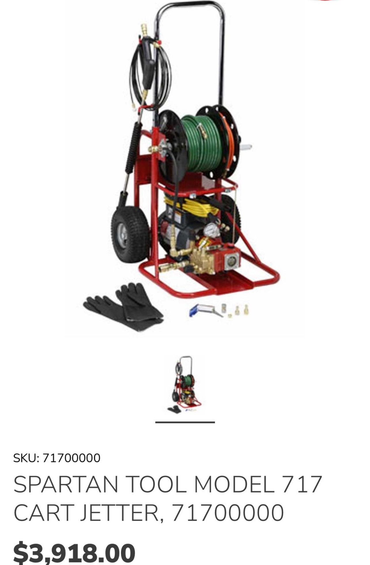 SPARTAN TOOL MODEL 717 CART JETTER