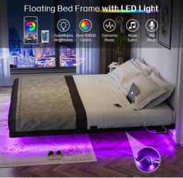 Floating Bed Frame KING with RGB LED Lights