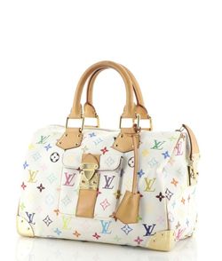 Louis Vuitton Speedy Handbag Monogram Multicolor 30 White