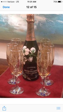 Vintage Champagne and Hand Blown Glasses