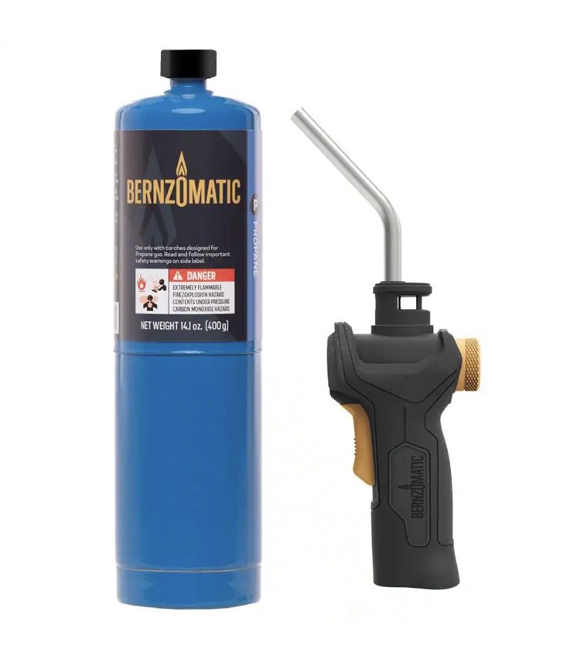 Bernzomatic Trigger Ignition Start Torch Kit with 14.1 oz. Handheld Propane Gas Cylinder and Adjustable Flame @D3