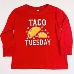 Rabbit Skins Unisex 3 Taco Tuesday Red Long Sleeve, NEVER WORN!