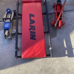 2 Floor Jacks Y Tabla De Mecanico Con Ruedas