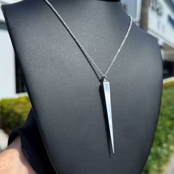 Jewelry 925 sterling silver stone 30” necklace chain spike Pendant charm