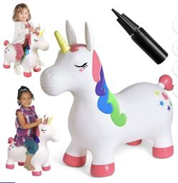 Fun Little Toys PVC Hopping Horse, Outdoor & Indoor Hopping Unicorn Toys for Kids