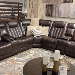 Corklan Chocalate Leather Sectionals Sofas Couchs With İnterest Free Payment Options 