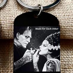 Frankenstein Hot Couple Lover Couple Sweet Keychain 