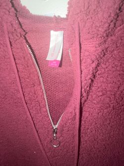 No Boundaries Burgundy Sherpa Quarter-Zip Hoodie Size L/G