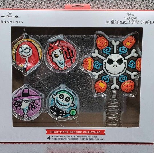 Hallmark The Nightmare Before Christmas Mini Christmas Tree Topper & 4 Mini Ornaments