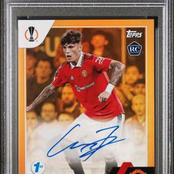 2023 Alejandro Garnacho Topps Chrome UEFA CC Orange  1st Edition Auto #AG  PSA 9 Manchester United 