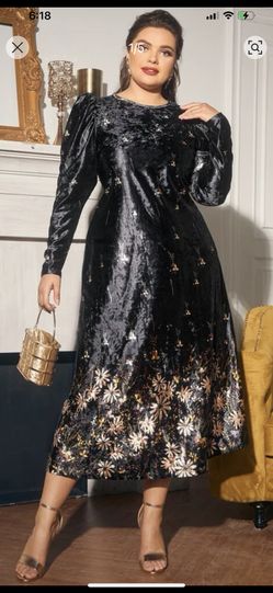 Beautiful Women Dress Velvet Fabric  Size XL