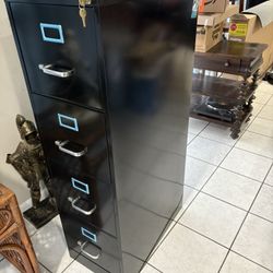 4 Drawer Black Metal Filing Cabinet 