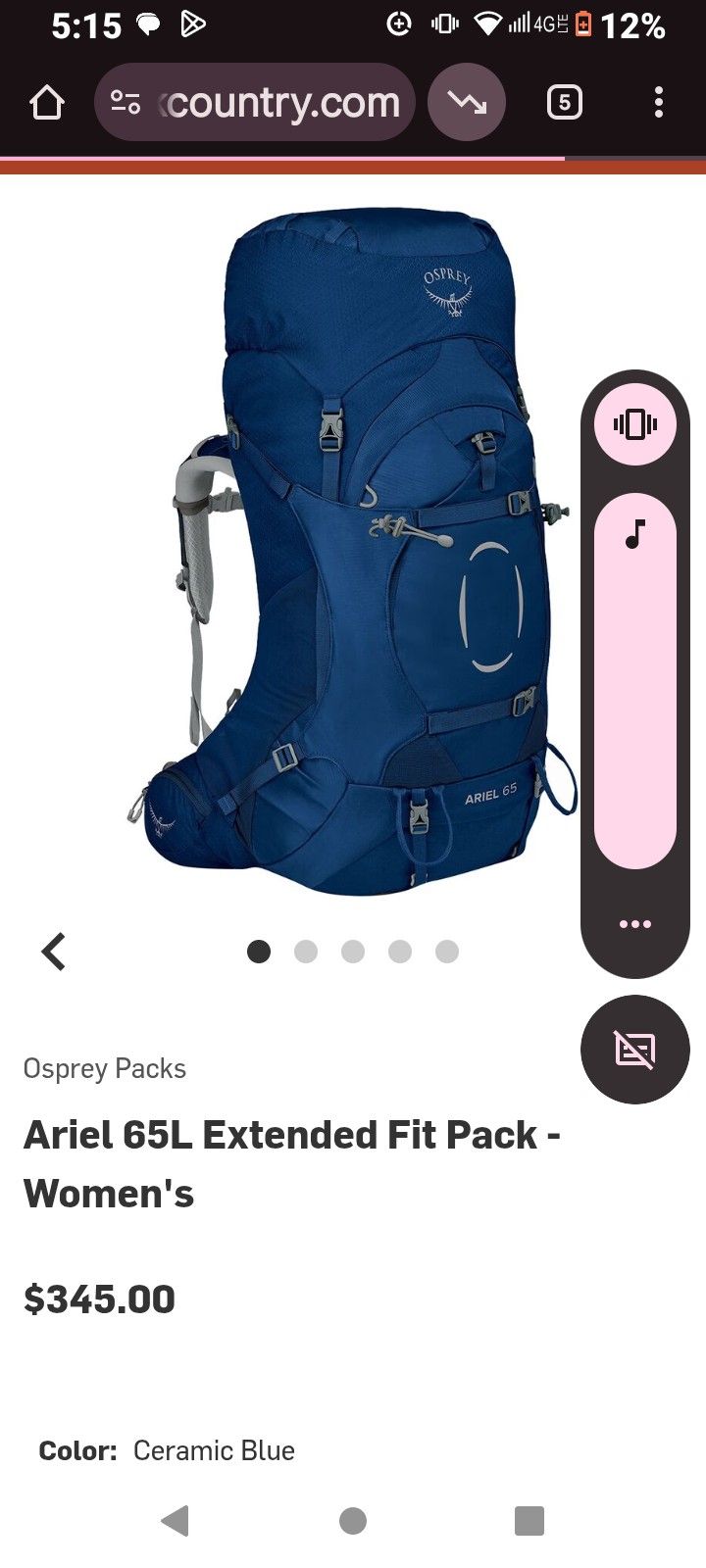 Osprey 65L Hiking Backpack Mattalic Blue