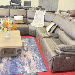 Livingroom Furniture Sectional Sofa Couch With Power Reclining Seats 