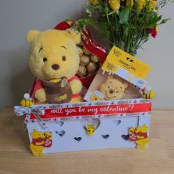 Will You Be My Valentine Winnie The Pooh Theme Basket