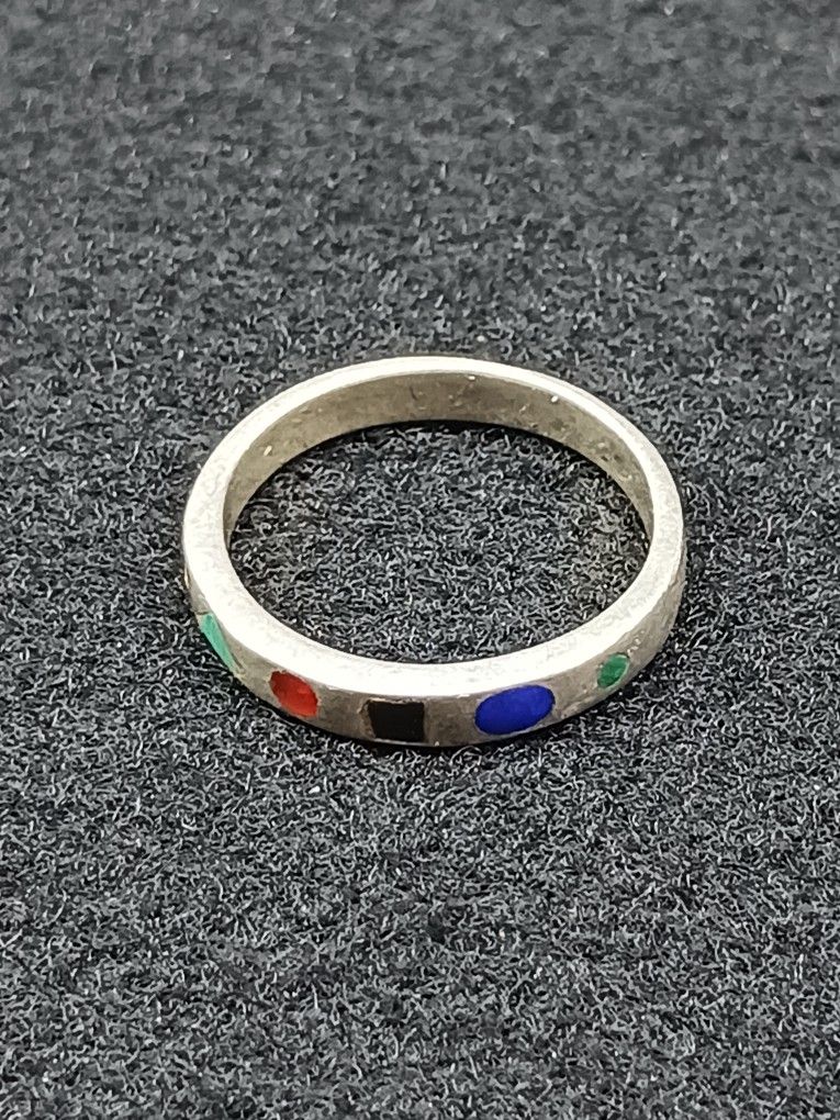 925 Silver multi-stone ring 5 3/4