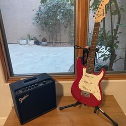 Squier Affinity Mini Stratocaster and Fender Mustang LT25 amp