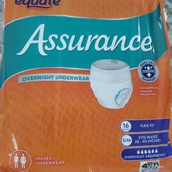 Equate Assurance Overnight Underwear Size S/M 4 Pack Case for