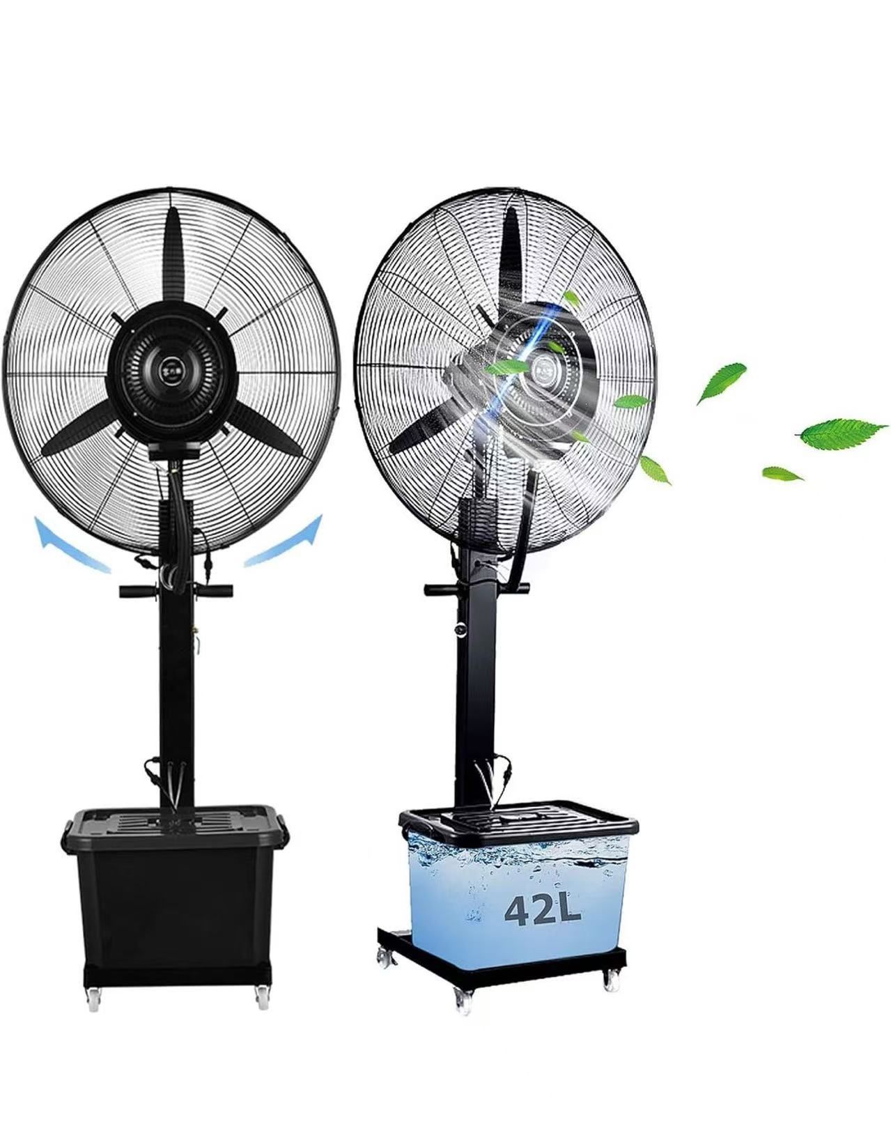 Outdoor Island Misting Fan, 3 Cooling Speeds Pedestal Fan with 11 Gallon Tank, Art Deco Pedestal Fan for Backyards, Patios and More, 90° Oscillation,