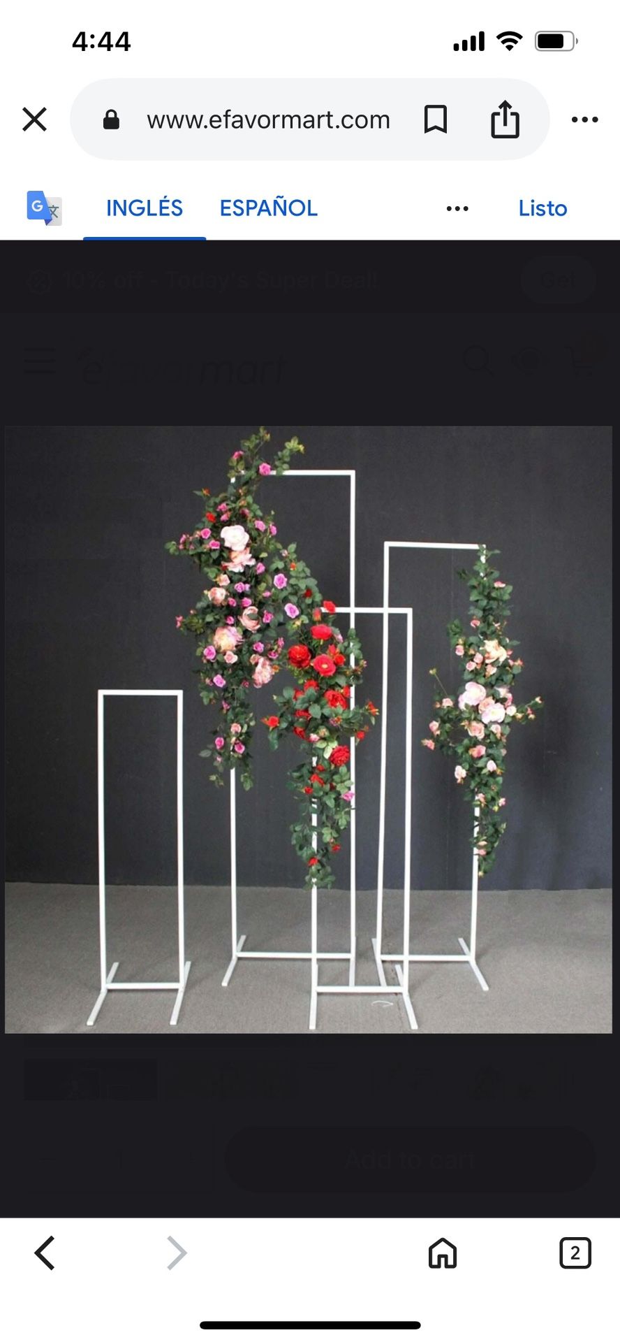 4 Metal Floral Display Rectangle Frames