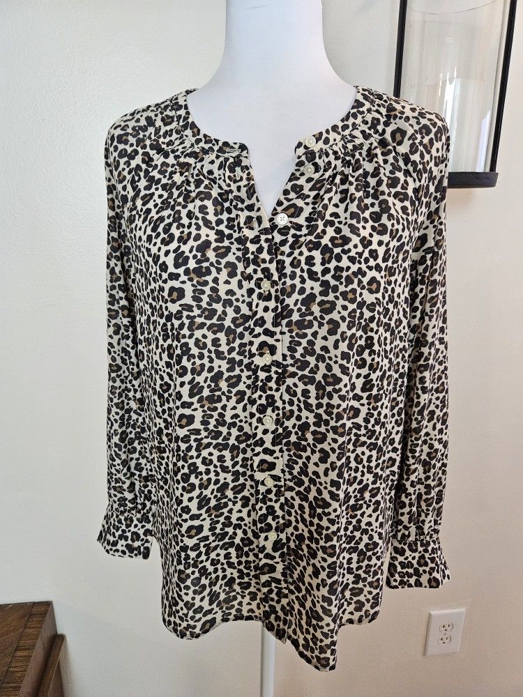 LOFT Women's Cheetah Blouse