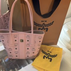 pink liz shopper mcm bag