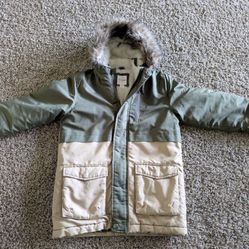 Size Medium 8-10 Cat And Jack Winter Coat Jacket Sherpa Lined Hood With Fur  Water Resistant Olive And Khaki