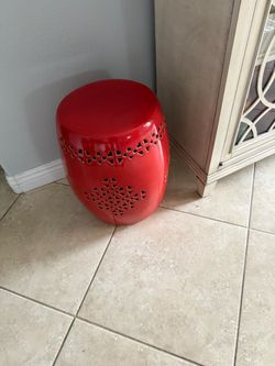 Dark Orange Ceramic Garden Stool