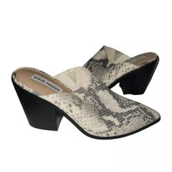 Steve Madden Womens Shoes Size 10 Savina Leather Mules Snakeskin Heels Embossed 