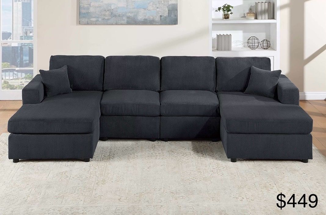 Black Corduroy Sectional Sofa