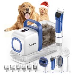 Dog Grooming Kit with Vacuum, 15000Pa Pet Hair Clipper and Shedding Brush, 50dB Low Noise, 2L Capacity, White