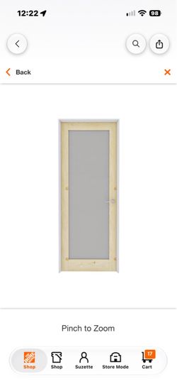 32 in. x 80 in. Unfinished Solid Core Pine Wood 1-Lite Tempered Frosted Glass Interior Door Slab