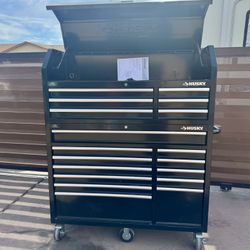 Husky 52 IN. -18 DRAWER TOOL CHEST toolbox  AND CABINET SET- BLACK POWDER COATED/ caja de herramienta 